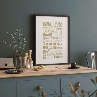 affiche prenom personnalisable emma or