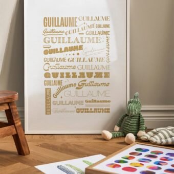 affiche prenom personnalisable lyon dore