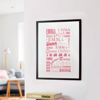 affiche prenom personnalisable lyon rouge