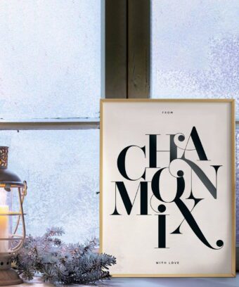 affiche de CHAMONIX typographique studio topo