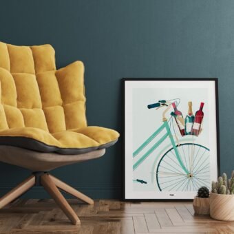 Studio topo affiche vin vélo Panier garni