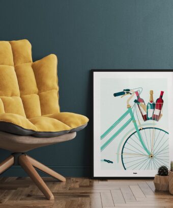 Studio topo affiche vin vélo Panier garni