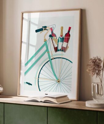 Studio topo affiche vin vélo Panier garni