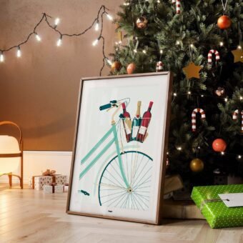 Studio topo affiche vin vélo Panier garni