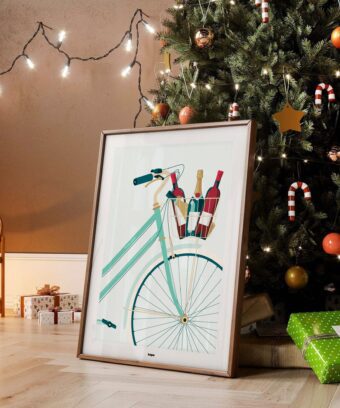 Studio topo affiche vin vélo Panier garni