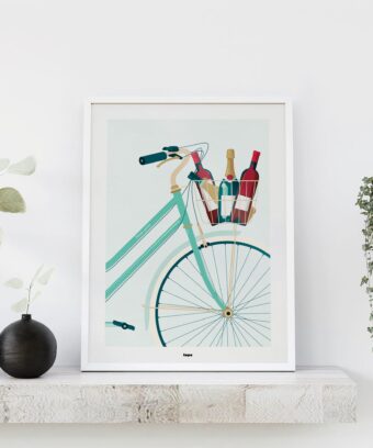 Studio topo affiche vin vélo Panier garni