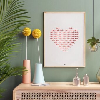 affiche typographique coeur Toi toi toi