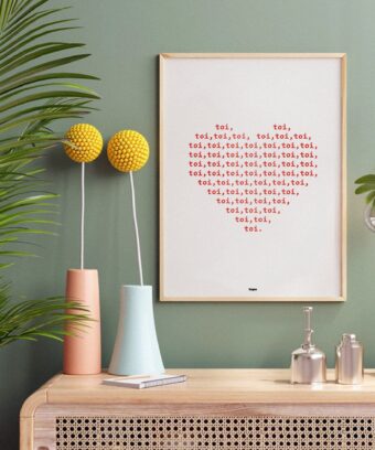 affiche typographique coeur Toi toi toi