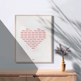 affiche typographique coeur Toi toi toi