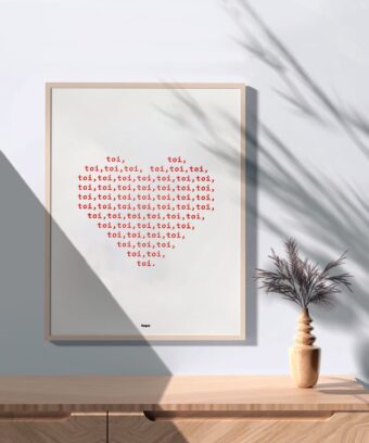 affiche typographique coeur Toi toi toi