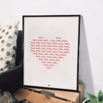 affiche typographique coeur Toi toi toi