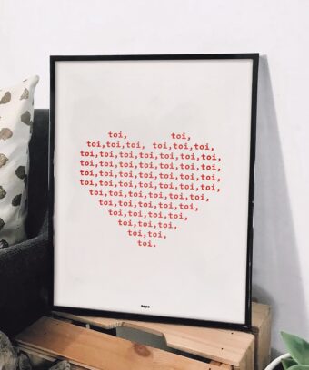 affiche typographique coeur Toi toi toi