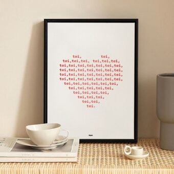 affiche typographique coeur Toi toi toi