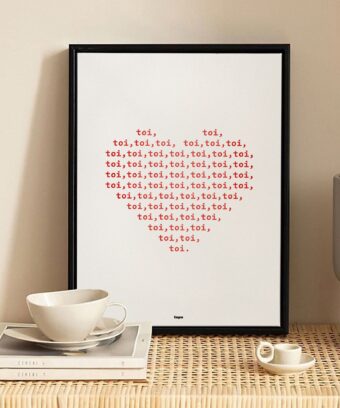 affiche typographique coeur Toi toi toi