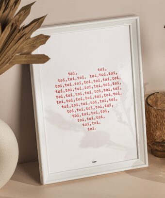 affiche typographique coeur Toi toi toi