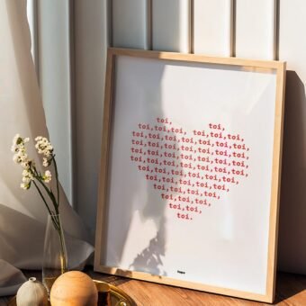 affiche typographique coeur Toi toi toi