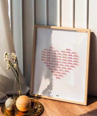 affiche typographique coeur Toi toi toi