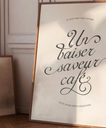 Un baiser saveur café affiche calligraphique