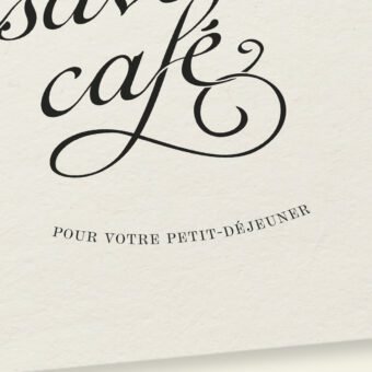 Un baiser saveur café affiche calligraphique