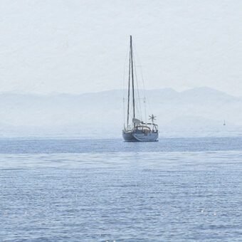 affiche photo corfou mer bateau