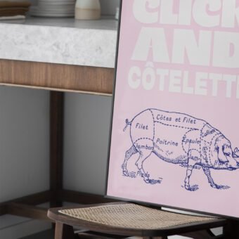 click and cotelette affiche cochon