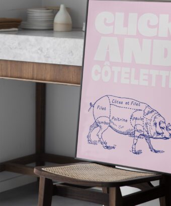 click and cotelette affiche cochon