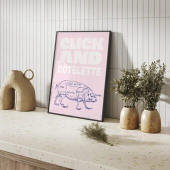 click and cotelette affiche cochon