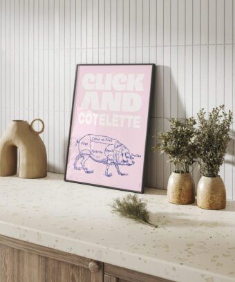 click and cotelette affiche cochon