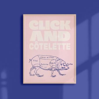 click and cotelette affiche cochon
