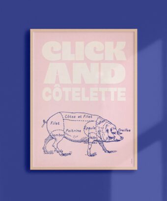 click and cotelette affiche cochon