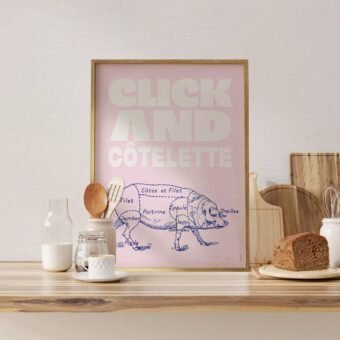 click and cotelette affiche cochon