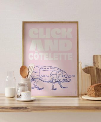 click and cotelette affiche cochon