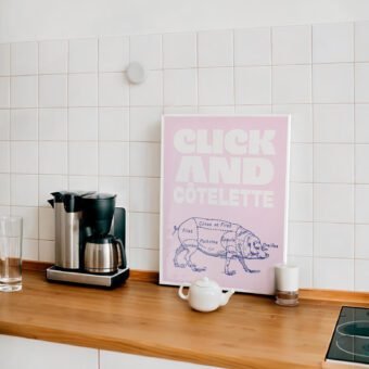 click and cotelette affiche cochon