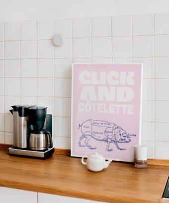 click and cotelette affiche cochon